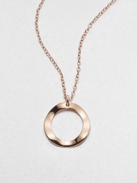 Delightfully simple, a wavy open circle pendant in sterling silver and 18k gold has a warm glowing finish of 18k rose goldplating, as does its delicate chain.18k gold and sterling silver with 18k rose goldplatingChain length, about 16-18 (adjustable)Pendant diameter, about 1Lobster claspImported