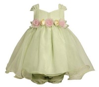 Bonnie Jean Light Green Dress Size 18M Pink Rosette Easter Baby Girl Bonnie Jean Light Green Dress Size 18M Pink Rosette Easter Baby Girl