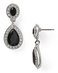 Work pared down elegance into your look with these Carolee earrings. They feature bold jet stone drops, which come set in striking silver plate. Work pared down elegance into your look with these Carolee earrings. They feature bold jet stone drops, which come set in striking silver plate.