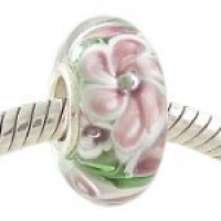 MURANO Style GLASS Purple Plumeria CHARM for European Bead Bracelet MURANO Style GLASS Purple Plumeria CHARM for European Bead Bracelet