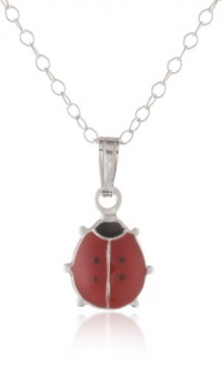 Sterling Silver Children's Red and Black Ladybug Pendant Necklace , 15 Sterling Silver Children's Red and Black Ladybug Pendant Necklace , 15