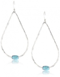 Lucky Brand Campania Ears Silver-Tone Turquoise-Color Hammered Hoop Earrings Lucky Brand Campania Ears Silver-Tone Turquoise-Color Hammered Hoop Earrings