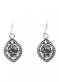 Barse Sterling Silver Beaded Scroll Teardrop Earring Barse Sterling Silver Beaded Scroll Teardrop Earring