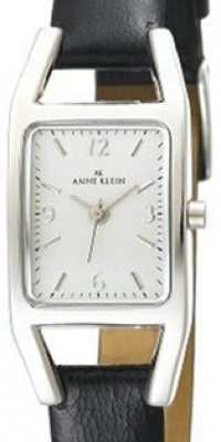 Anne Klein Women's 107437SVBK Silver-Tone Casual Black Leather Strap Watch Anne Klein Women's 107437SVBK Silver-Tone Casual Black Leather Strap Watch
