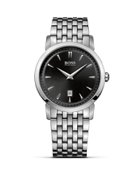 An ultra-slim silhouette and curved dial make this HUGO BOSS watch an elegant choice. An ultra-slim silhouette and curved dial make this HUGO BOSS watch an elegant choice.