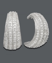 Get inspired by retro glamour with a modern edge. These sparkling half-hoops feature rows of round-cut diamonds (1/2 ct. t.w.) set in sterling silver. Approximate drop: 1/2 inch. Get inspired by retro glamour with a modern edge. These sparkling half-hoops feature rows of round-cut diamonds (1/2 ct. t.w.) set in sterling silver. Approximate drop: 1/2 inch.