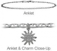 10 Inch Sterling Silver Sun Charm Flat Gucci Anklet 10 Inch Sterling Silver Sun Charm Flat Gucci Anklet