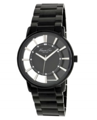 A sleek silhouette and translucent case make a strikingly contemporary impression on this watch by Kenneth Cole New York. Black ion-plated stainless steel bracelet and translucent case. Black dial features stick indices, luminous hands and logo. Quartz movement. Water resistant to 30 meters. Limited lifetime warranty. A sleek silhouette and translucent case make a strikingly contemporary impression on this watch by Kenneth Cole New York. Black ion-plated stainless steel bracelet and translucent case. Black dial features stick indices, luminous hands and logo. Quartz movement. Water resistant to 30 meters. Limited lifetime warranty.
