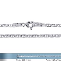 3mm Italian Sterling Silver Flat Gucci Mariner Link Chain Necklace Gauge 060 (16, 18, 20, 22, 24, 26, 28, 30) 3mm Italian Sterling Silver Flat Gucci Mariner Link Chain Necklace Gauge 060 (16, 18, 20, 22, 24, 26, 28, 30)