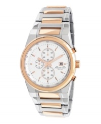 A handsome timepiece warmed up with rose-gold tones by Kenneth Cole New York. A handsome timepiece warmed up with rose-gold tones by Kenneth Cole New York.
