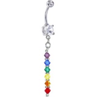 Handcrafted Genuine Swarovski Crystal Rainbow Drop Sterling Belly Ring Handcrafted Genuine Swarovski Crystal Rainbow Drop Sterling Belly Ring