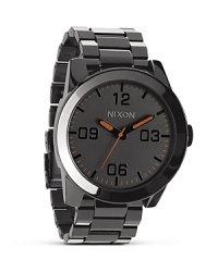Sport-inspired with a finished look, this Nixon watch encapsulates the brand's approach to design. With three hand quartz movement and a slick bracelet it's ideal for every day wear. Sport-inspired with a finished look, this Nixon watch encapsulates the brand's approach to design. With three hand quartz movement and a slick bracelet it's ideal for every day wear.