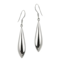 Sterling Silver High Polished Elongated Oval Puff Drop French Wire Earrings Sterling Silver High Polished Elongated Oval Puff Drop French Wire Earrings