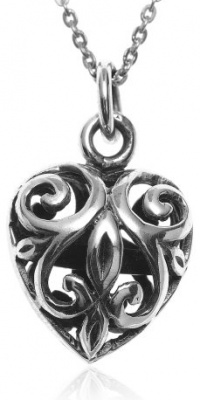 Sterling Silver Filigree Heart Pendant, 18 Sterling Silver Filigree Heart Pendant, 18