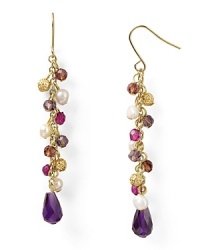 Gypsy allure gets a bold update with this pair of Lauren Ralph Lauren drop earrings, which feature a colorful bead and pearl cluster set off by plated metal. Gypsy allure gets a bold update with this pair of Lauren Ralph Lauren drop earrings, which feature a colorful bead and pearl cluster set off by plated metal.