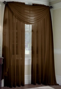 2 Piece Solid Coffee Brown Sheer Window Curtains/drape/panels/treatment 60w X 84l 2 Piece Solid Coffee Brown Sheer Window Curtains/drape/panels/treatment 60w X 84l