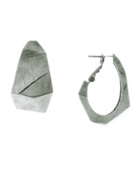 Perfect from every angle. This faceted, angular style by Vince Camuto is an edgy take on the traditional hoop earring. Crafted in silver tone mixed metal. Approximate diameter: 1-1/4 inches.