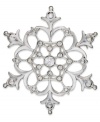 Walk into winter with this lovely snowflake pin from Charter Club. The detailed silhouette sparkles with crystal accents. Crafted in silver tone mixed metal. Approximate diameter: 1-3/4 inches.