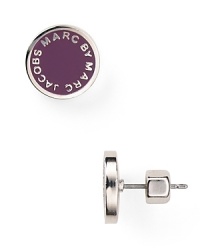Get with the brand with this pair of plated studs from MARC BY MARC JACOBS. Boldly colored enamel is engraved with the label's logo. Get with the brand with this pair of plated studs from MARC BY MARC JACOBS. Boldly colored enamel is engraved with the label's logo.