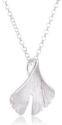 VINANI German 925 Sterling Silver Women Pendant Gingko Leaf matte with Cable Link Chain Necklace 18 AGK-T45 VINANI German 925 Sterling Silver Women Pendant Gingko Leaf matte with Cable Link Chain Necklace 18 AGK-T45