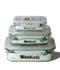 Kinetic Glass lock 1317 Rectangular Glass Food-Storage Containers with Locking Lids, Set of 3 Kinetic Glass lock 1317 Rectangular Glass Food-Storage Containers with Locking Lids, Set of 3