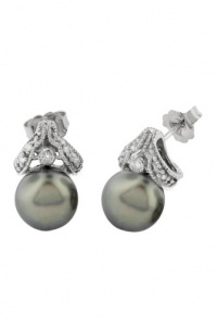 Effy Jewlery 14K Gold Diamond and Tahitian Pearl Earrings, .13 TCW Effy Jewlery 14K Gold Diamond and Tahitian Pearl Earrings, .13 TCW