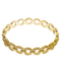 Get glam in goddess-esque style. T Tahari's vintage style bangle bracelet features cut-out circular links in antique gold tone mixed metal. Base metal is nickel-free for sensitive skin. Approximate diameter: 2-1/2 inches. Get glam in goddess-esque style. T Tahari's vintage style bangle bracelet features cut-out circular links in antique gold tone mixed metal. Base metal is nickel-free for sensitive skin. Approximate diameter: 2-1/2 inches.