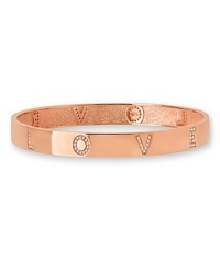 Make a heartfelt statement with this rose gold and sterling silver bracelet from Crislu, accented by delicate cubic zirconia stones. It defines L-O-V-E. Make a heartfelt statement with this rose gold and sterling silver bracelet from Crislu, accented by delicate cubic zirconia stones. It defines L-O-V-E.
