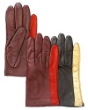 Try your hand at colorblocking with DIANE von FURSTENBERG's dramatic leather gloves.