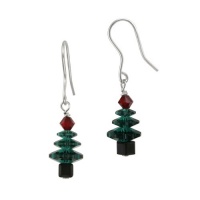 Sterling Silver Colored Swarovski Crystallized Elements Christmas Tree French Wire Earrings Sterling Silver Colored Swarovski Crystallized Elements Christmas Tree French Wire Earrings