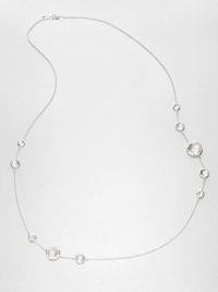 From the Rock Candy Collection. Small-to-large faceted stones of radiant clear quartz are intermittently dotted along a delicate sterling silver chain in this simple yet shimmering design.Clear quartzSterling silverLength, about 36Lobster claspImported From the Rock Candy Collection. Small-to-large faceted stones of radiant clear quartz are intermittently dotted along a delicate sterling silver chain in this simple yet shimmering design.Clear quartzSterling silverLength, about 36Lobster claspImported