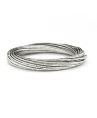 Do the twist! A chic coiled design creates a distinctive look for this otherwise traditional bangle bracelet from Jessica Simpson. Crafted in silver tone mixed metal, it's the perfect complement for a variety of casual styles. Approximate diameter: 3 inches. Do the twist! A chic coiled design creates a distinctive look for this otherwise traditional bangle bracelet from Jessica Simpson. Crafted in silver tone mixed metal, it's the perfect complement for a variety of casual styles. Approximate diameter: 3 inches.