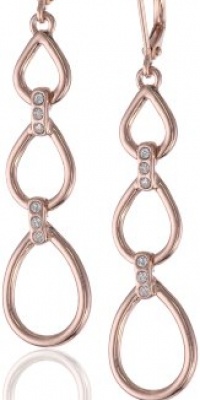 T Tahari Essentials Triple Link with Crystal Rose Gold Drop Earrings T Tahari Essentials Triple Link with Crystal Rose Gold Drop Earrings