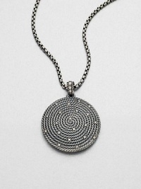 From the Cable Coil Collection. Brilliant diamonds sprinkled over a coiled cable design. Sterling silverDiamonds, .37 tcwPendant size, about 1.33Fixed baleImported Please note: Chain sold separately. From the Cable Coil Collection. Brilliant diamonds sprinkled over a coiled cable design. Sterling silverDiamonds, .37 tcwPendant size, about 1.33Fixed baleImported Please note: Chain sold separately.