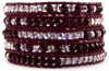 Chan Luu Burgundy Crystal Mix Wrap Bracelet on Natural Cherry Leather