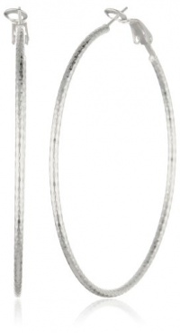 Sterling Silver 2x60 Diamond-Cut Clicktop Hoop Earrings Sterling Silver 2x60 Diamond-Cut Clicktop Hoop Earrings
