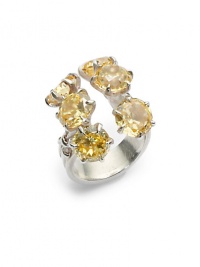 THE LOOKGemstone CollectionFaceted citrine clustersSterling silver fleur-de-lis settingTHE MEASUREMENTWidth, about 1¼ORIGINMade in USA THE LOOKGemstone CollectionFaceted citrine clustersSterling silver fleur-de-lis settingTHE MEASUREMENTWidth, about 1¼ORIGINMade in USA