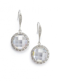 THE LOOKDrop silhouetteFaceted circle detailCubic zirconia accentsSterling silver settingHook backTHE MEASUREMENTLength, about 1.5ORIGINImported THE LOOKDrop silhouetteFaceted circle detailCubic zirconia accentsSterling silver settingHook backTHE MEASUREMENTLength, about 1.5ORIGINImported