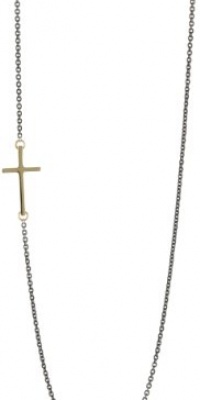 Mizuki 14k Side Cross Necklace On Sterling Silver Chain, 16