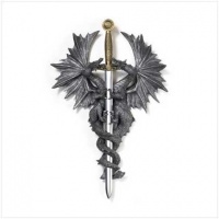 Gifts & Decor Pair of Medieval Dragons Wall Plaque with Dagger Knife Gifts & Decor Pair of Medieval Dragons Wall Plaque with Dagger Knife
