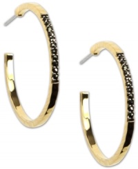 Glamorous hoops always do the trick. These gorgeous Judith Jack earrings feature a classic hoop silhouette with 14k gold plating and marcasite (1/5 ct. t.w.). Set in sterling silver. Approximate drop: 1-1/10 inches.