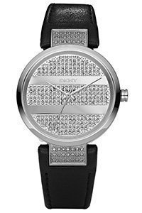 DKNY Crystal Collection Black Leather Silver Dial Women's watch #NY4976 DKNY Crystal Collection Black Leather Silver Dial Women's watch #NY4976