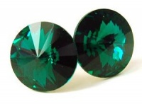 12MM Dark Emerald Green Colored Swarovski Crystal Elements Round Stud Earrings, Hypoallergenic Posts 12MM Dark Emerald Green Colored Swarovski Crystal Elements Round Stud Earrings, Hypoallergenic Posts