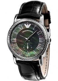 Emporio Armani Women's AR0468 Classic Black Leather Black Mother-Of-Pearl Dial Watch Emporio Armani Women's AR0468 Classic Black Leather Black Mother-Of-Pearl Dial Watch