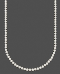 Create a look of perfection with a simple, chic strand of pearls. Necklace by Belle de Mer crafted with AA Akoya cultured pearls (6-1/2-7 mm) set in 14k gold. Approximate length: 20 inches. Create a look of perfection with a simple, chic strand of pearls. Necklace by Belle de Mer crafted with AA Akoya cultured pearls (6-1/2-7 mm) set in 14k gold. Approximate length: 20 inches.