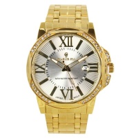 Charlie Jill 14K Gold Overlay Men Watch in Silver Dial with Swavorski Crystal Stone, Perfect Gift Idea Charlie Jill 14K Gold Overlay Men Watch in Silver Dial with Swavorski Crystal Stone, Perfect Gift Idea