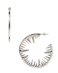 Spike your look (literally) with this pair of rhodium and crystal hoop earrings from Alexis Bittar. Wear these adornments to add instant edge. Spike your look (literally) with this pair of rhodium and crystal hoop earrings from Alexis Bittar. Wear these adornments to add instant edge.