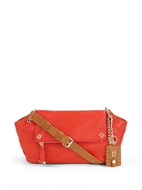 THE LOOKTwo-tone flat leather crossbody strapLambskin body with contrast calf leather trimLogo ID tagMagnetic flap closureZip pocket flapProtective metal feetOne inside zip pocketTwo inside open pocketsInside logo detailTHE MEASUREMENTAdjustable crossbody strap, 19-23½10½W X 6H X 3½DTHE MATERIALLambskinCalf leather trimFully linedORIGINImported THE LOOKTwo-tone flat leather crossbody strapLambskin body with contrast calf leather trimLogo ID tagMagnetic flap closureZip pocket flapProtective metal feetOne inside zip pocketTwo inside open pocketsInside logo detailTHE MEASUREMENTAdjustable crossbody strap, 19-23½10½W X 6H X 3½DTHE MATERIALLambskinCalf leather trimFully linedORIGINImported