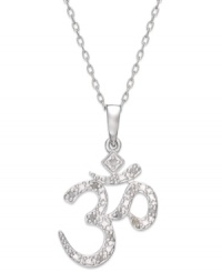 Refined relaxation. This sterling silver necklace is centered by an om pendant replete with diamonds (1/10 ct. t.w.). Approximate length: 18 inches. Approximate drop: 1 inch. Refined relaxation. This sterling silver necklace is centered by an om pendant replete with diamonds (1/10 ct. t.w.). Approximate length: 18 inches. Approximate drop: 1 inch.