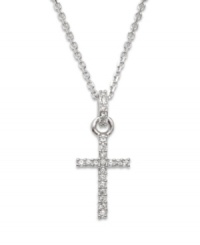Give the gift of faith dusted with sparkling Swarovski crystal. This traditional cross pendant features round-cut crystal accents on the cross and bail. Crafted in silver tone mixed metal. Approximate length: 15-1/2 inches. Approximate drop: 1-1/2 inches. Give the gift of faith dusted with sparkling Swarovski crystal. This traditional cross pendant features round-cut crystal accents on the cross and bail. Crafted in silver tone mixed metal. Approximate length: 15-1/2 inches. Approximate drop: 1-1/2 inches.